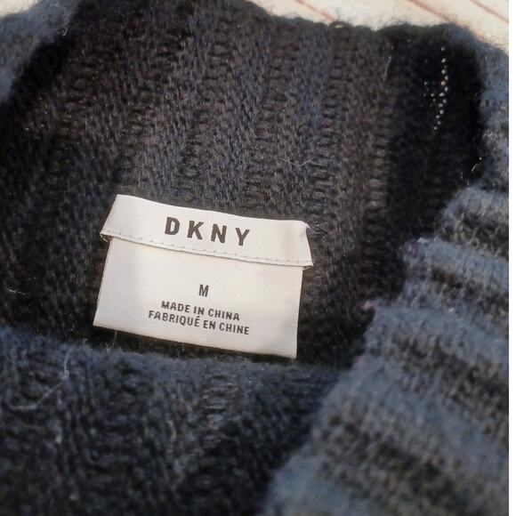 DKNY Wool Cashmere Blend Ribbed Sweater Mock Neck M - Picture 2 of 8